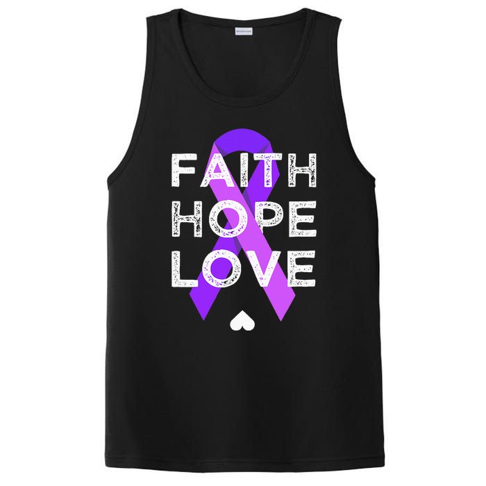 Faith Hope Love Purple Ribbon Testicular Cancer Awareness PosiCharge Competitor Tank