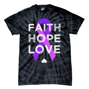 Faith Hope Love Purple Ribbon Testicular Cancer Awareness Tie-Dye T-Shirt