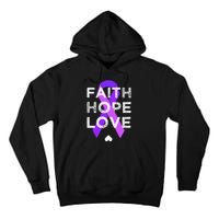 Faith Hope Love Purple Ribbon Testicular Cancer Awareness Tall Hoodie