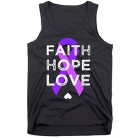 Faith Hope Love Purple Ribbon Testicular Cancer Awareness Tank Top