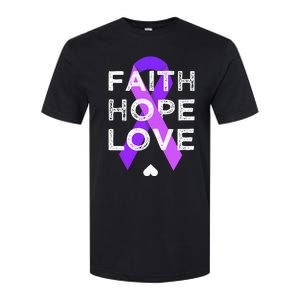 Faith Hope Love Purple Ribbon Testicular Cancer Awareness Softstyle CVC T-Shirt