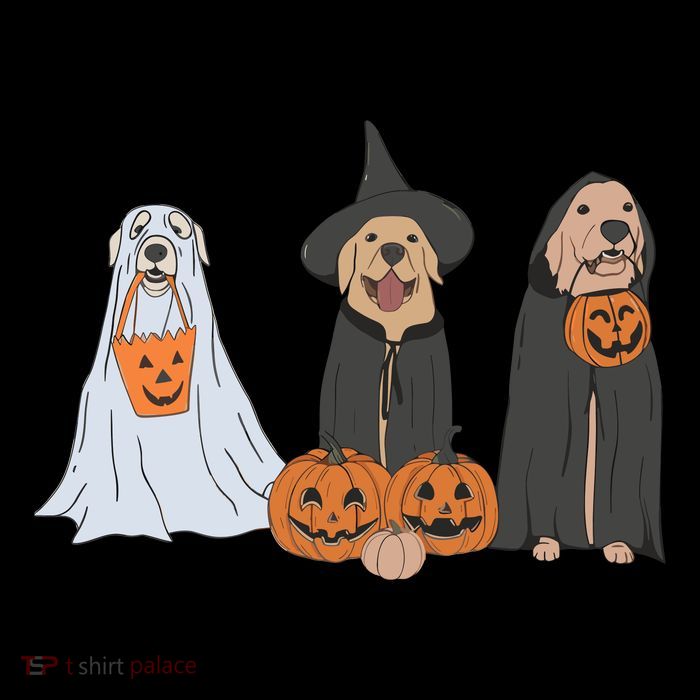 Funny Halloween Labrador Golden Retriever Ghost Dog Witch Sustainable Bucket Hat