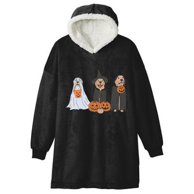 Funny Halloween Labrador Golden Retriever Ghost Dog Witch Hooded Wearable Blanket