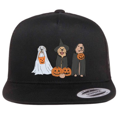 Funny Halloween Labrador Golden Retriever Ghost Dog Witch Flatbill Hat