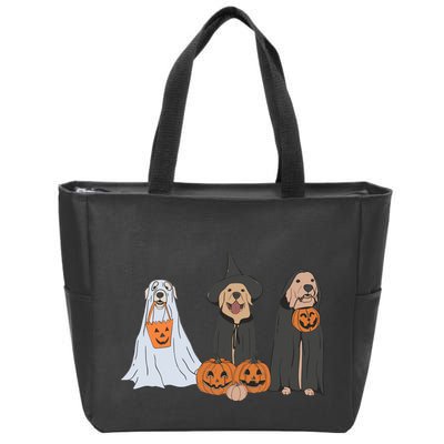 Funny Halloween Labrador Golden Retriever Ghost Dog Witch Zip Tote Bag