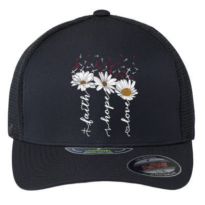 Faith Hope Love Jesus Flowers Flexfit Unipanel Trucker Cap