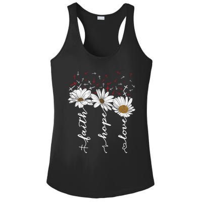 Faith Hope Love Jesus Flowers Ladies PosiCharge Competitor Racerback Tank