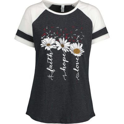 Faith Hope Love Jesus Flowers Enza Ladies Jersey Colorblock Tee