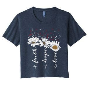 Faith Hope Love Jesus Flowers Women's Crop Top Tee