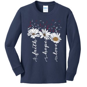 Faith Hope Love Jesus Flowers Kids Long Sleeve Shirt