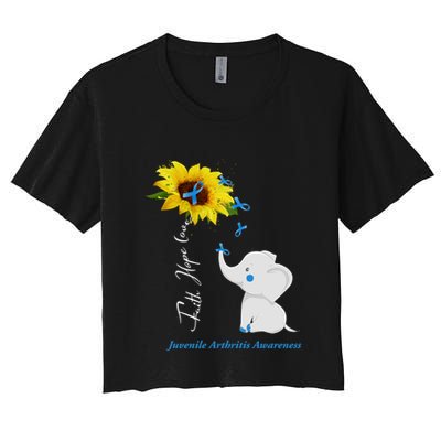 Faith Hope Love Juvenile Arthritis Awareness Elephant Ribbon Gift Women's Crop Top Tee