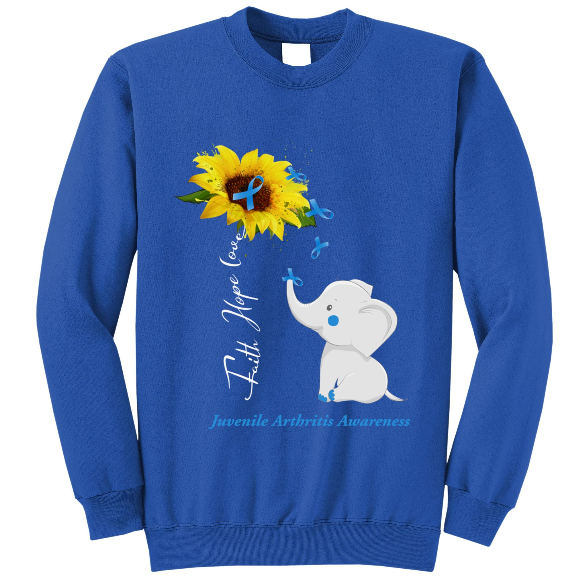 Faith Hope Love Juvenile Arthritis Awareness Elephant Ribbon Gift Sweatshirt