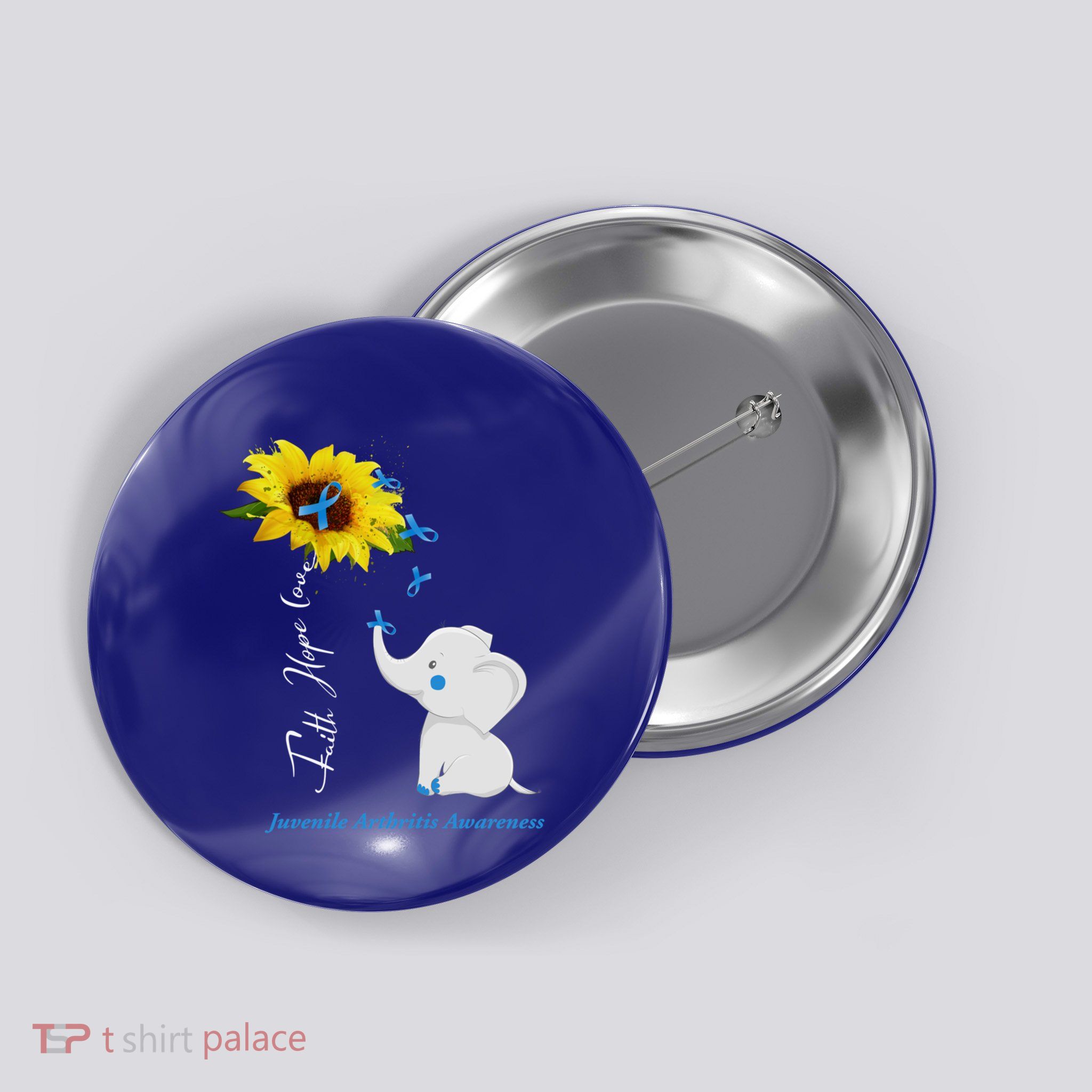 Faith Hope Love Juvenile Arthritis Awareness Elephant Ribbon Gift Button