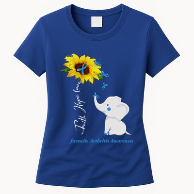 Faith Hope Love Juvenile Arthritis Awareness Elephant Ribbon Gift Womens T-Shirt