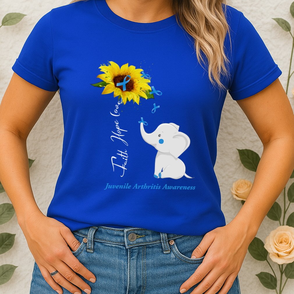 Faith Hope Love Juvenile Arthritis Awareness Elephant Ribbon Gift Womens T-Shirt