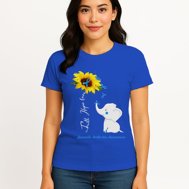Faith Hope Love Juvenile Arthritis Awareness Elephant Ribbon Gift Womens T-Shirt