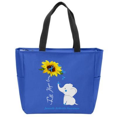 Faith Hope Love Juvenile Arthritis Awareness Elephant Ribbon Gift Zip Tote Bag
