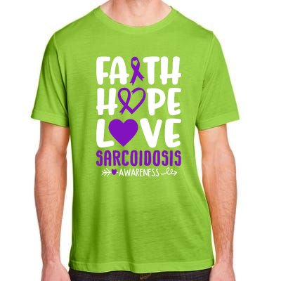 Faith Hope Love Sarcoidosis Awareness Ribbon Heart Purple Gift Adult ChromaSoft Performance T-Shirt