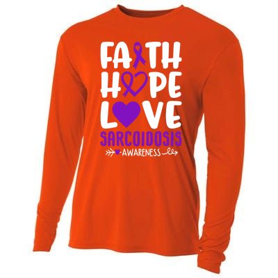 Faith Hope Love Sarcoidosis Awareness Ribbon Heart Purple Gift Cooling Performance Long Sleeve Crew