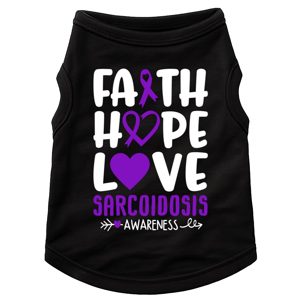 Faith Hope Love Sarcoidosis Awareness Ribbon Heart Purple Gift Doggie Tank