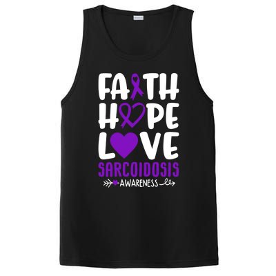 Faith Hope Love Sarcoidosis Awareness Ribbon Heart Purple Gift PosiCharge Competitor Tank