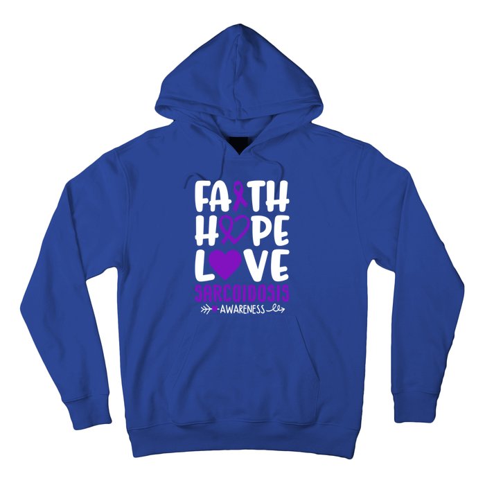 Faith Hope Love Sarcoidosis Awareness Ribbon Heart Purple Gift Hoodie