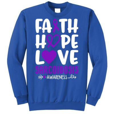 Faith Hope Love Sarcoidosis Awareness Ribbon Heart Purple Gift Sweatshirt