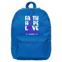 Faith Hope Love Sarcoidosis Awareness Ribbon Heart Purple Gift 16 in Basic Backpack