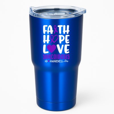 Faith Hope Love Sarcoidosis Awareness Ribbon Heart Purple Gift Tumbler