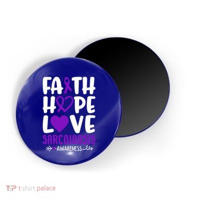 Faith Hope Love Sarcoidosis Awareness Ribbon Heart Purple Gift Magnet