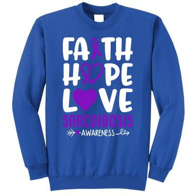 Faith Hope Love Sarcoidosis Awareness Ribbon Heart Purple Gift Tall Sweatshirt