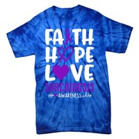 Faith Hope Love Sarcoidosis Awareness Ribbon Heart Purple Gift Tie-Dye T-Shirt