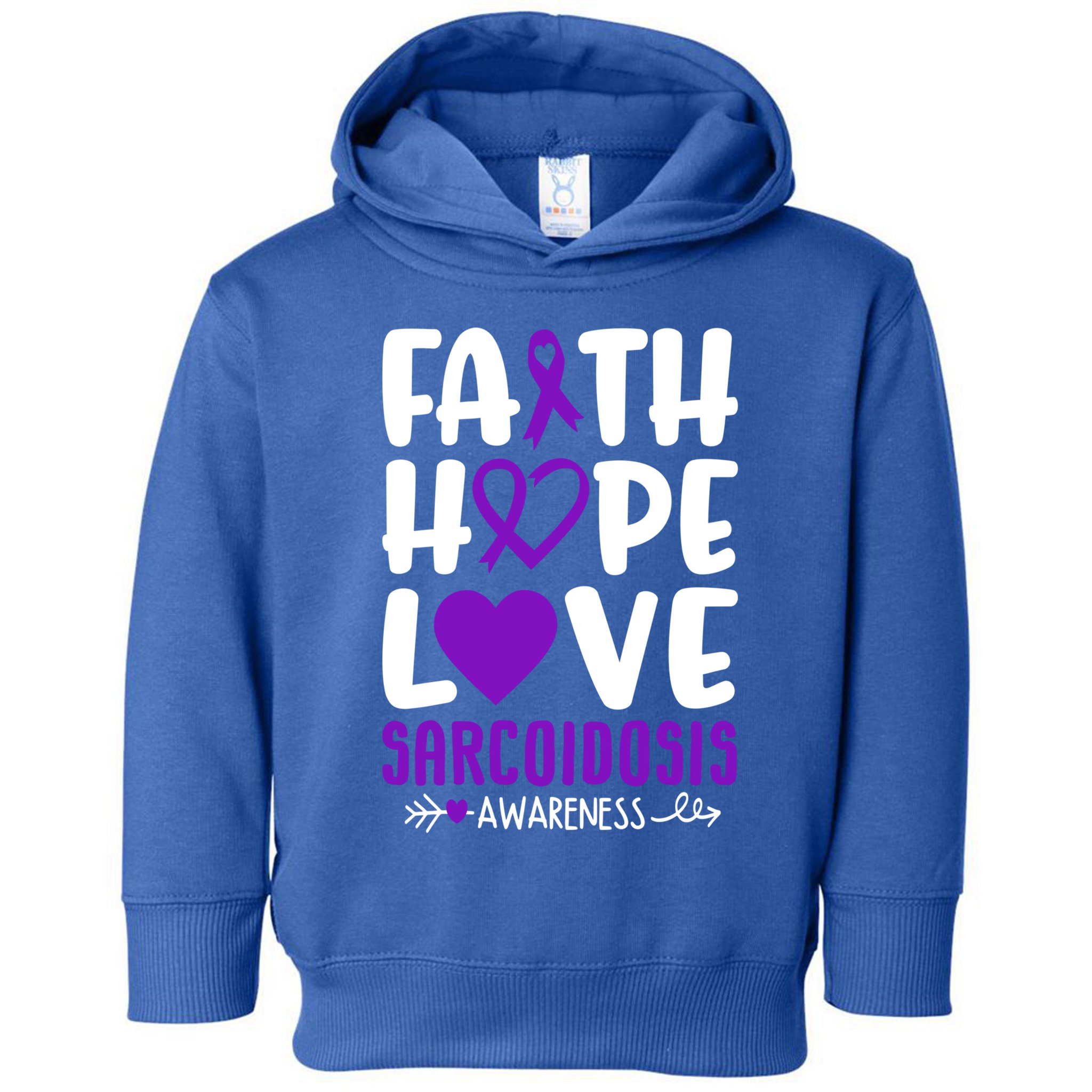 Faith Hope Love Sarcoidosis Awareness Ribbon Heart Purple Gift Toddler Hoodie