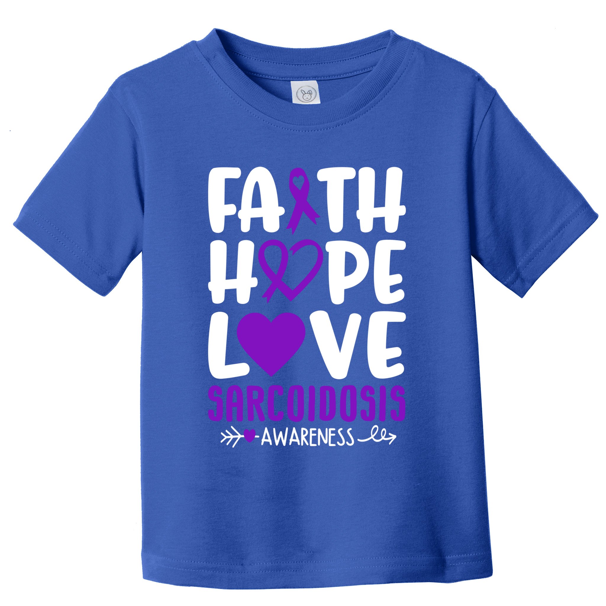 Faith Hope Love Sarcoidosis Awareness Ribbon Heart Purple Gift Toddler T-Shirt