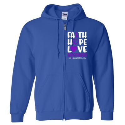 Faith Hope Love Sarcoidosis Awareness Ribbon Heart Purple Gift Full Zip Hoodie