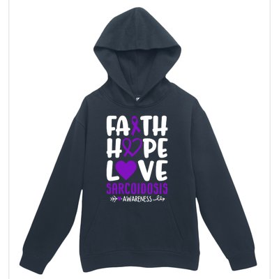 Faith Hope Love Sarcoidosis Awareness Ribbon Heart Purple Gift Urban Pullover Hoodie