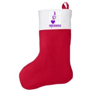 Faith Hope Love Sarcoidosis Awareness Ribbon Heart Purple Gift Felt Holiday Christmas Stocking