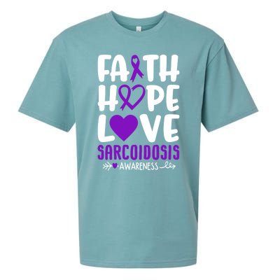 Faith Hope Love Sarcoidosis Awareness Ribbon Heart Purple Gift Sueded Cloud Jersey T-Shirt