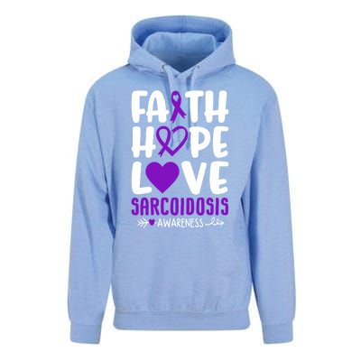 Faith Hope Love Sarcoidosis Awareness Ribbon Heart Purple Gift Unisex Surf Hoodie