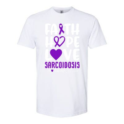 Faith Hope Love Sarcoidosis Awareness Ribbon Heart Purple Gift Softstyle CVC T-Shirt