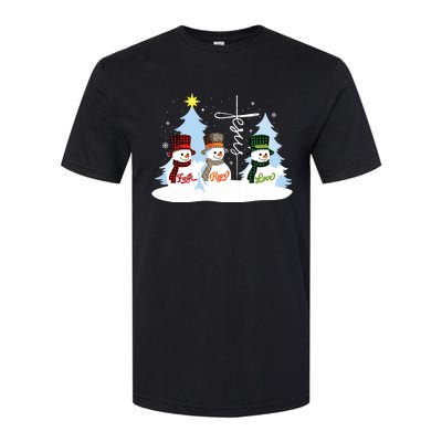 Faith Hope Love Snowman Jesus Christian Christmas Softstyle® CVC T-Shirt