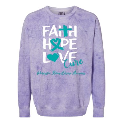 Faith Hope Love Polycystic Kidney Disease Awareness Colorblast Crewneck Sweatshirt