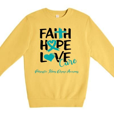 Faith Hope Love Polycystic Kidney Disease Awareness Premium Crewneck Sweatshirt