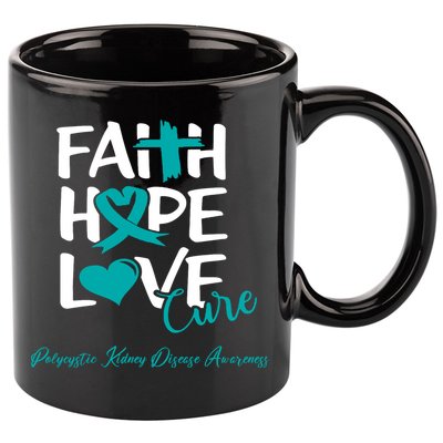 Faith Hope Love Polycystic Kidney Disease Awareness 11oz C Handle Ceramic Mug
