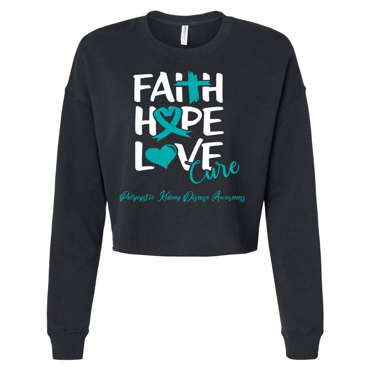 Faith Hope Love Polycystic Kidney Disease Awareness Cropped Pullover Crew