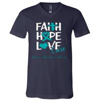 Faith Hope Love Polycystic Kidney Disease Awareness V-Neck T-Shirt