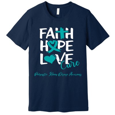 Faith Hope Love Polycystic Kidney Disease Awareness Premium T-Shirt