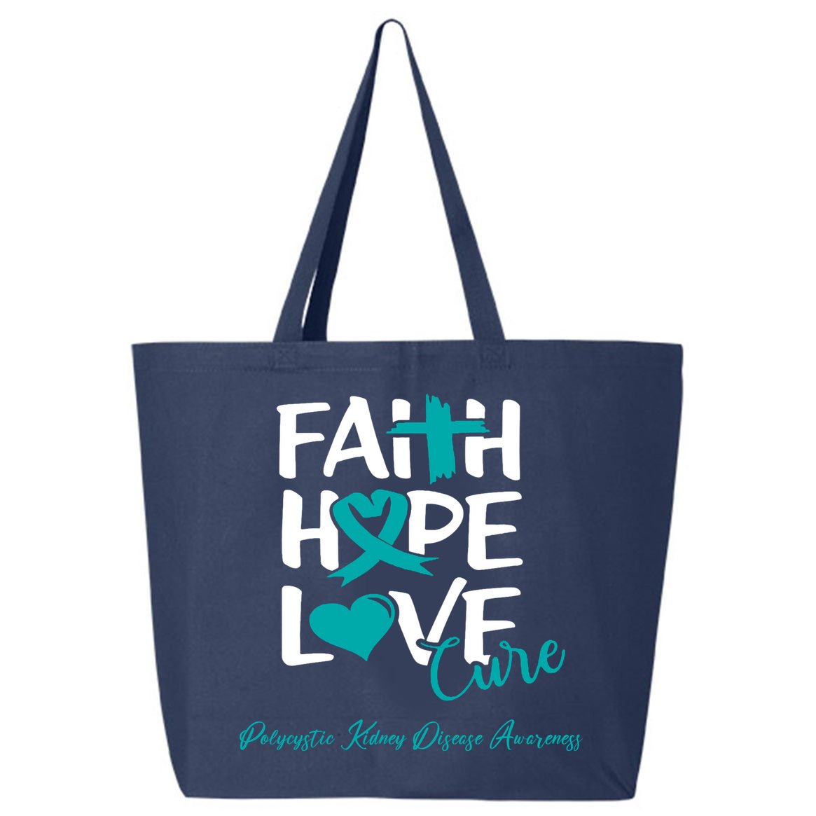 Faith Hope Love Polycystic Kidney Disease Awareness 25L Jumbo Tote