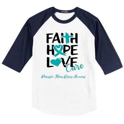 Faith Hope Love Polycystic Kidney Disease Awareness Baseball Sleeve Shirt