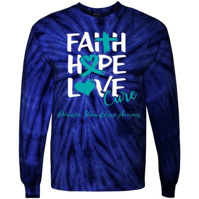 Faith Hope Love Polycystic Kidney Disease Awareness Tie-Dye Long Sleeve Shirt